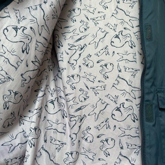 EUC Mountain Warehouse Navy Windbreaker, Hood Lavender Bunny Print Lining Zip Up - Picture 2 of 10